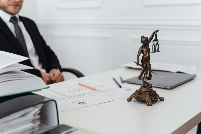 legal balance sitting in front of lawyer