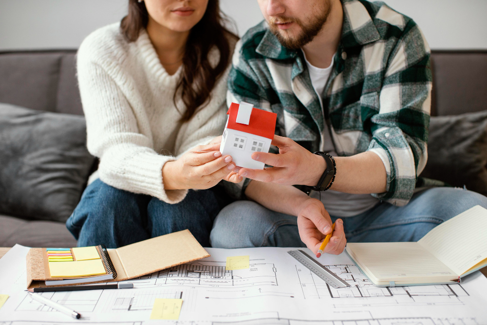 people holding small house with red roof