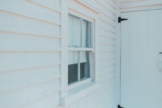 exterior window of white house