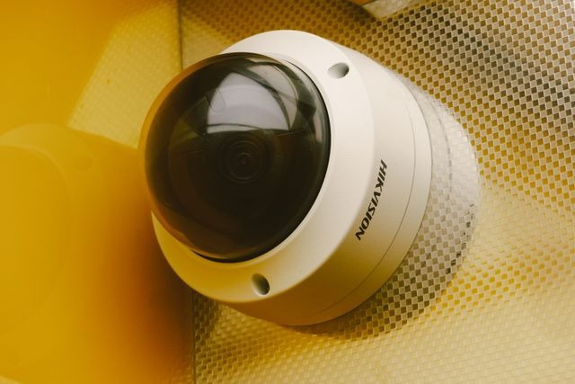 Camera mounted on a wall