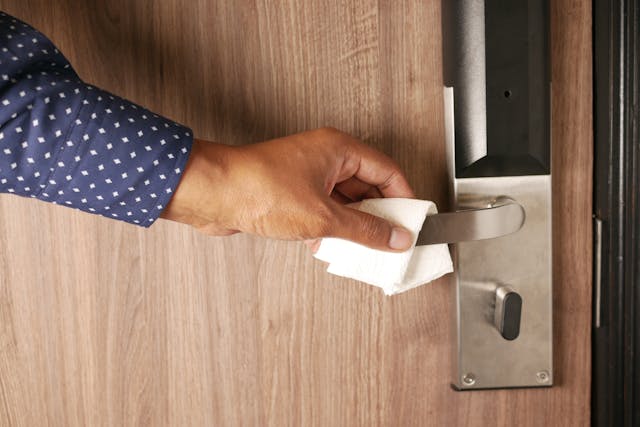 Hand on a door handle