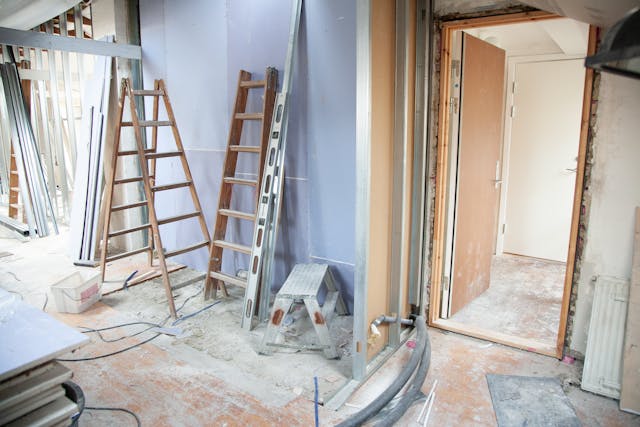 Major remodel of a home with walls being knocked down